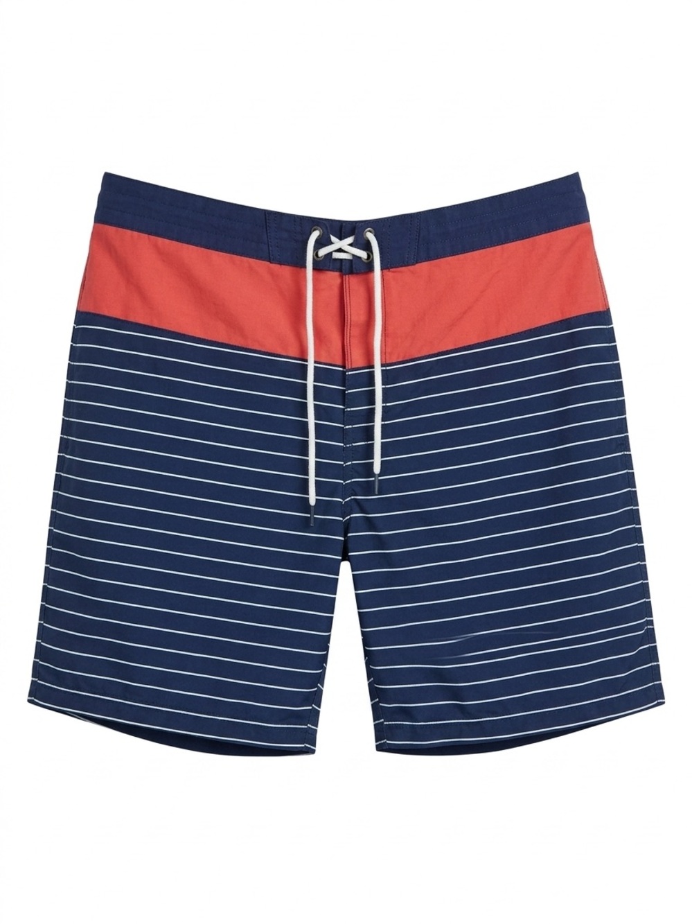 Brooks Brothers Navy & Coral Stripe Swim Board Shorts